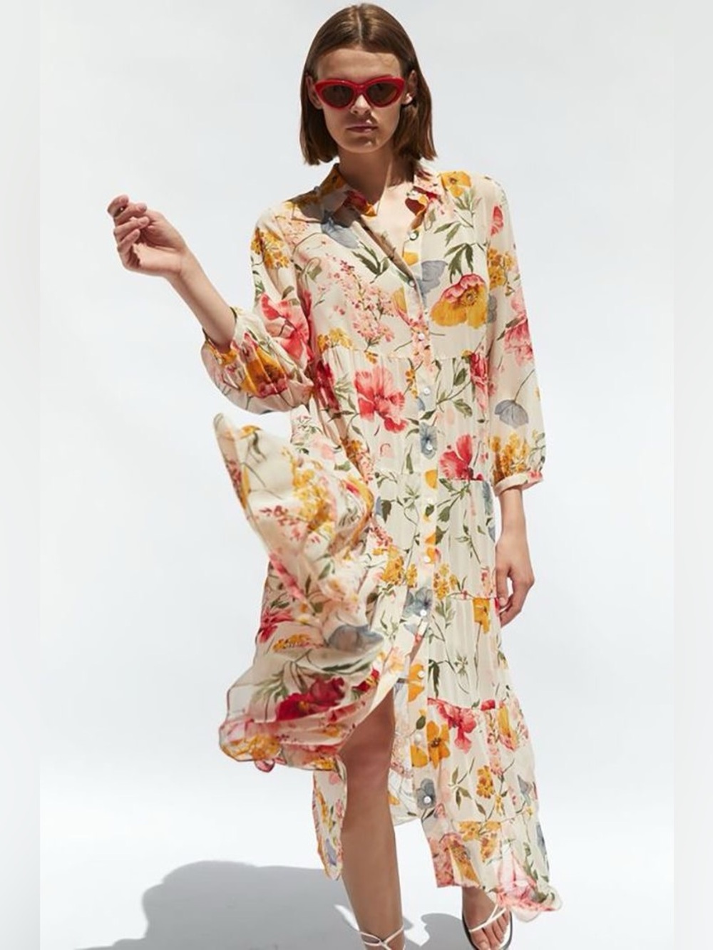 Zara Floral Flowy Boho Maxi Dress